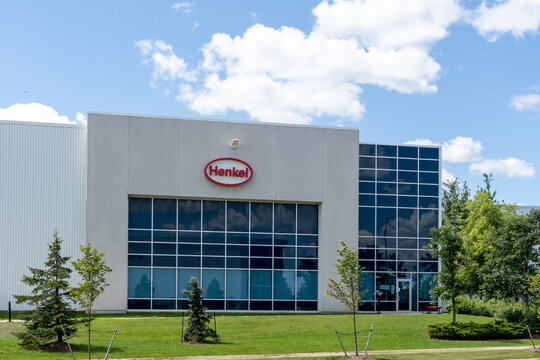 
Mississauga, On, Canada - August 2, 2021: Henkel Canada Corporation office in 
Mississauga, On, Canada. Henkel AG & Co. KGaA is a German chemical and consumer goods company. 
