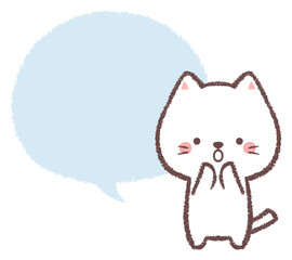 驚くシロネコとフキダシ