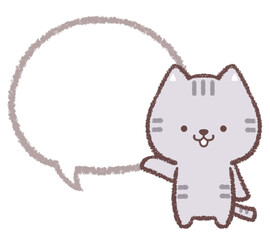 案内するネコと線画フキダシ