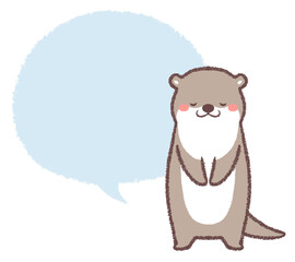 頭を下げるカワウソとフキダシ