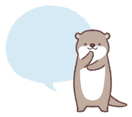 考えるカワウソとフキダシ