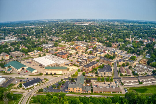 Aerial view of the Madison Suburb of Sun Prairie, Wisconsin