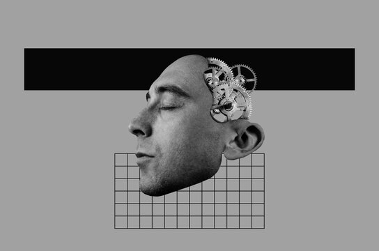 Head Of A Man With Gears Inside