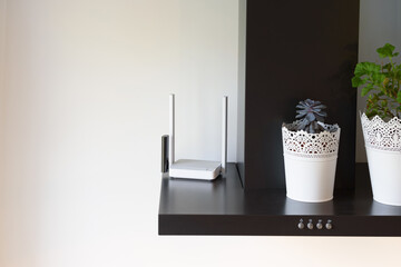 Wi-Fi router in the interior of the house