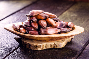 dish with red pine seeds, traditional from Brazil, used as a culinary ingredient