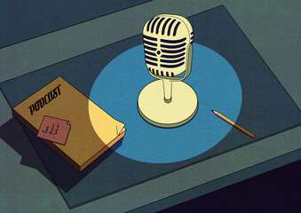 Night Podcast Tabletop Illustration