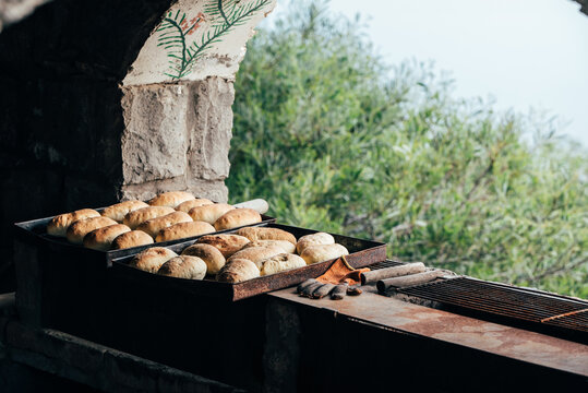 Picture of bread in rustic oven