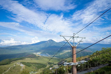 長野県諏訪市の霧ヶ峰を登山している風景 A view of climbing Kirigamine Peak in Suwa City, Nagano Prefecture.