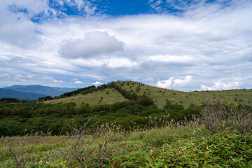 長野県諏訪市の霧ヶ峰を登山している風景 A view of climbing Kirigamine Peak in Suwa City, Nagano Prefecture.