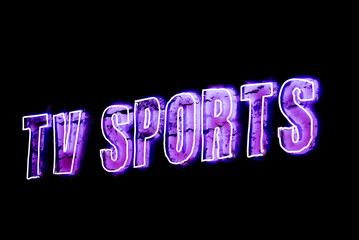 Neon signboard of tv sports in pub