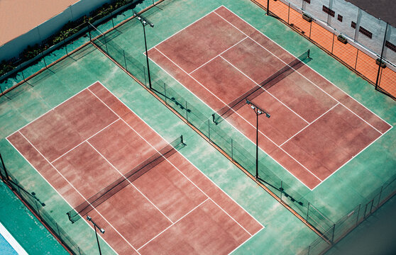 Tennis courts on sunny day