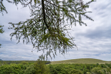 長野県諏訪市の霧ヶ峰を登山している風景