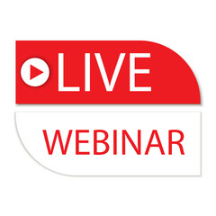 Live Webinar Button, icon, emblem label. Vector illustration. Stock image.