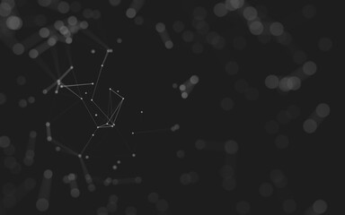 Abstract background. Molecules technology with polygonal shapes, connecting dots and lines. Connection structure. Big data visualization.