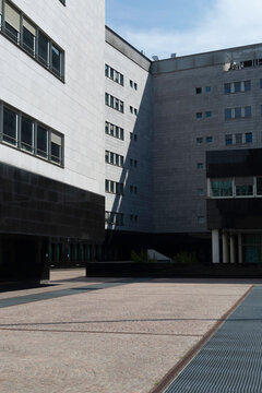 empty solitary street between buildings in the city