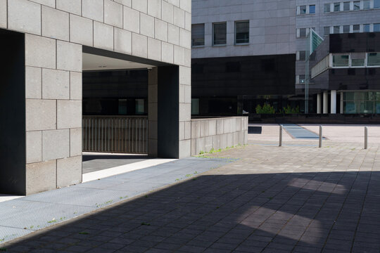 empty solitary street between buildings in the city