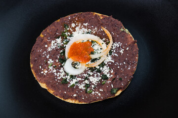 typical black bean tostadas from Guatemala