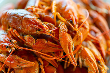 boiled red crayfish, natural protein food