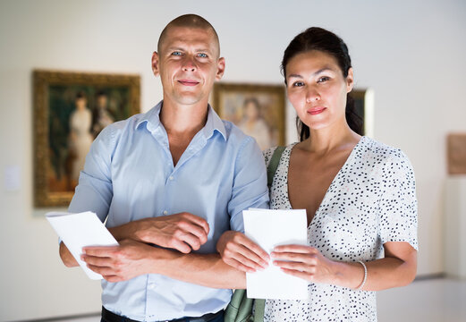 Couple at exhibition in museum