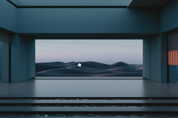 Luxury empty house with water roads