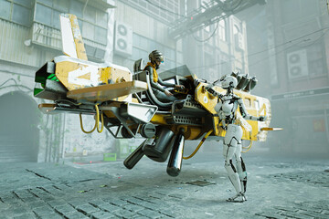 Hover bike with pilot