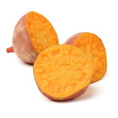 Sweet potatoes. Cooked sweet potatoes on white background 