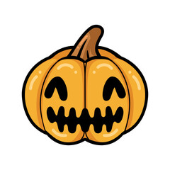 Cartoon orange pumpkin with happy face