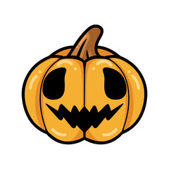 Cartoon orange pumpkin with happy face