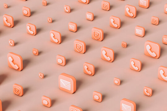 Phone applications on pink background