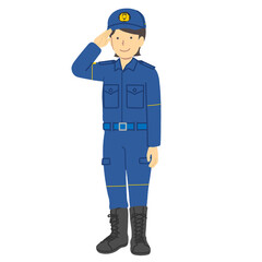 警察官の女性　：　警察出動服