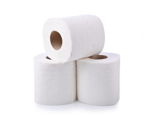 toilet paper on white background