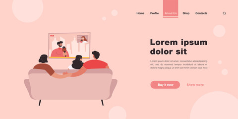 Boyfriend secretly cheating on girlfriend. Couple with friend watching news on sofa, man holding hands with other woman flat vector illustration. Betrayal, cheating concept for banner, website design