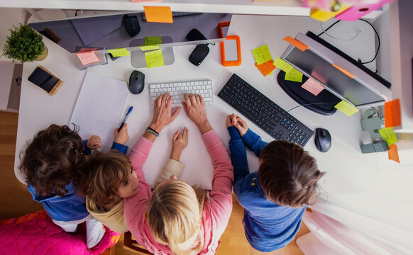 Woman working from  home