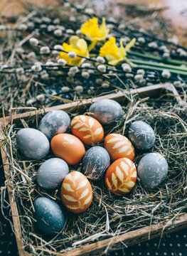 Still life with Easter eggs.