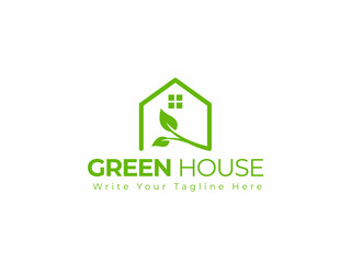 Green Real Estate Logo Design Template Concept For Leave