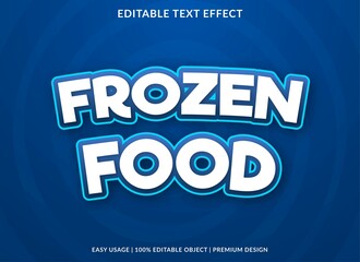 frozen food text effect editable template with abstract style use for business brand and logo