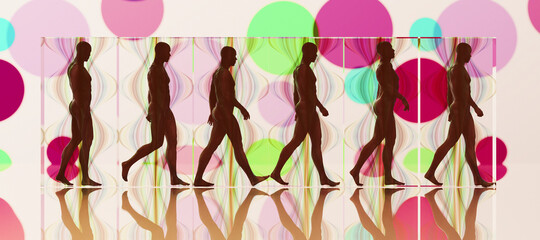 Walking men silhouettes