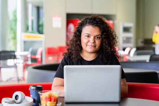  aboriginal woman using computer