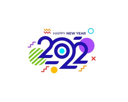 Celebrate Happy New Year 2022 Greeting banner logo illustration. Colorful 2022 new year logo vector