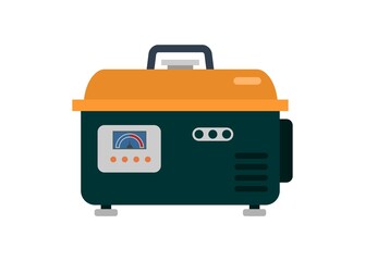 Portable power generator engine. Simple flat illustration