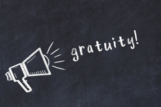 Chalk sketch of loudspeaker and inscription gratuity