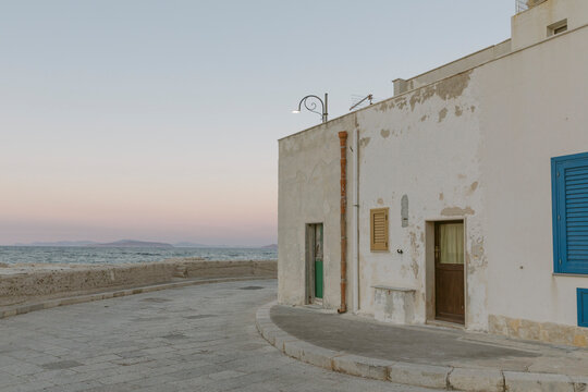 Houses on the sea in the village of Marettimo 