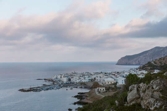Quaint seaside village seen from above