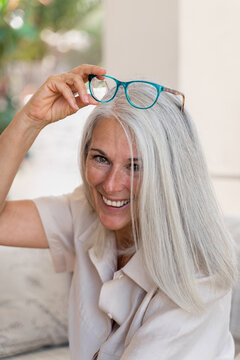 Portrait Of Happy Beautiful Mature Woman Looking At Camera