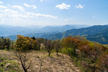 東京都八王子市の陣馬山で登山をする風景 Scenery of climbing Mount Jinma in Hachioji City, Tokyo.