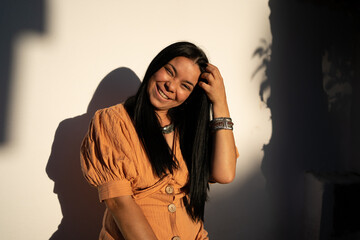 Happy aboriginal woman portrait smiling