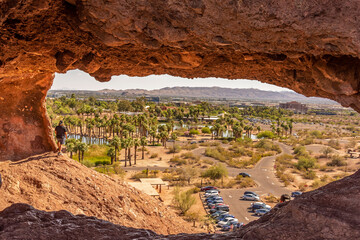 Hole in the Rock is a geological formation at Papagp Park located in Phoenix and Tempe, Arizona.