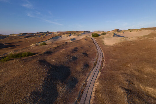 Aerial View Of Dunes At Sunset