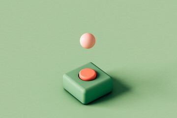 green and pink button with a pink sphere