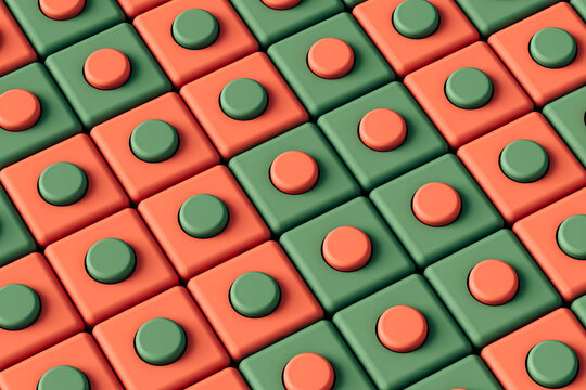 pattern of green and pink buttons on green background